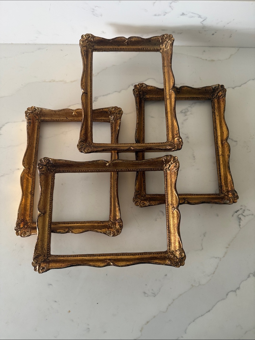 Vintage Set of 4 Ornate Wooden Frames no glass